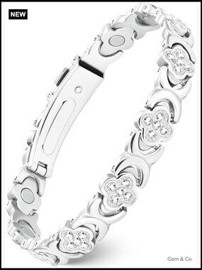 Pure Copper Magnetic Therapy Bracelet, Ultra Strength, Adjustable, Clover Design
